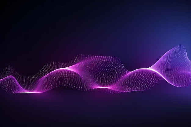cyberspace numérique futuriste particules de couleur pourpre onde coulant avec des lignes et des points de connexion