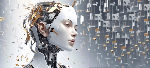 Cyborg la fille dans un imperméable 3d illustartion Generative AI