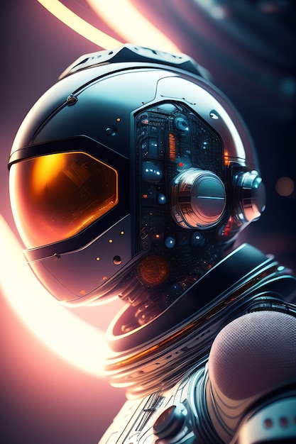 Cyborg sur la station spatiale Conceptuel de bionique futuriste et d'intelligence artificielle