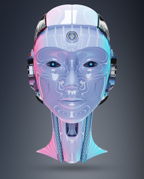 Photo cyborg tête intelligence artificielle
