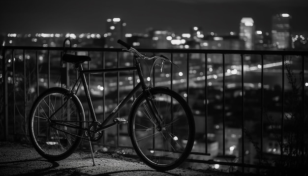 Cycler à travers la ville au crépuscule un mode de transport monochrome généré par l'intelligence artificielle