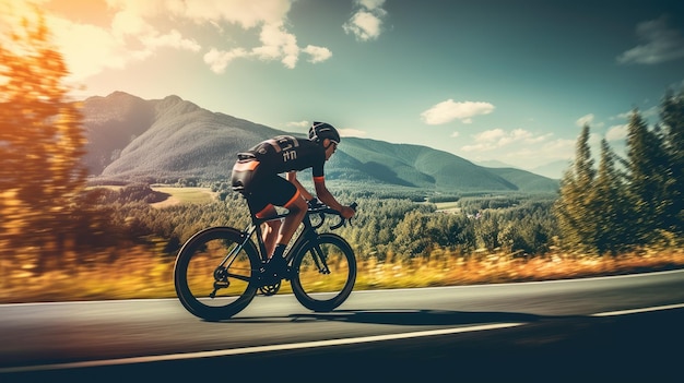 Cyclisme d'été sur les autoroutes de montagne avec vue sur la nature