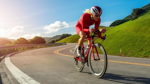 Un cycliste par une journée ensoleillée