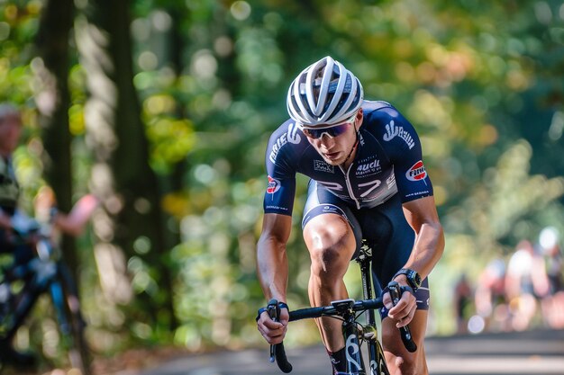 Cycliste en Red Racing Downhill sur vélo de route avec une IA générée