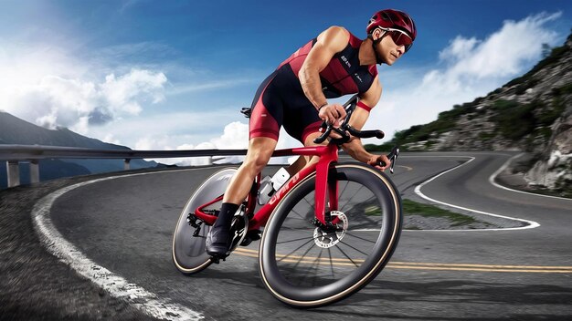 Un cycliste sur la route.