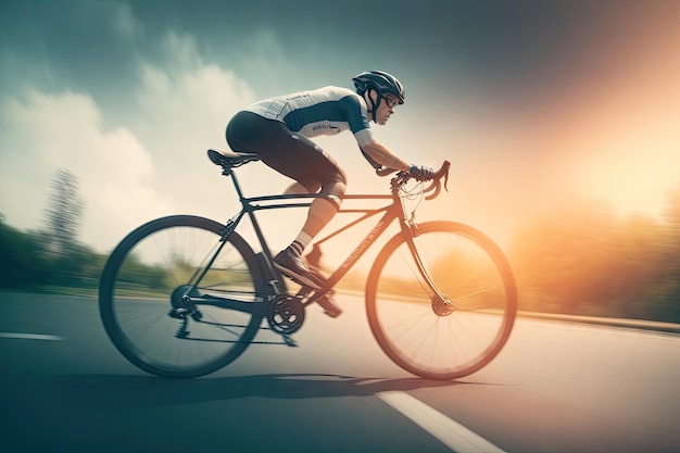 Un cycliste sur son vélo en action