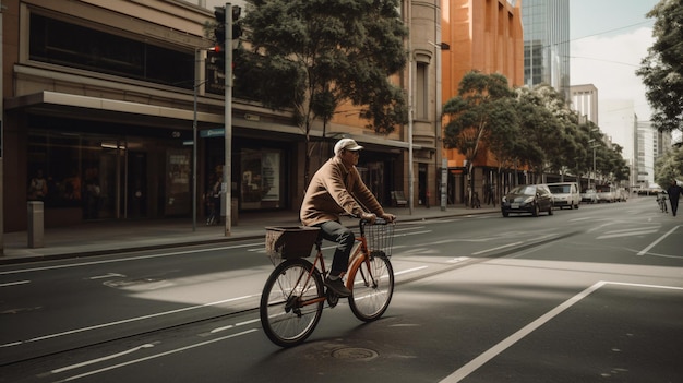Cycliste urbain en mouvement AI générative