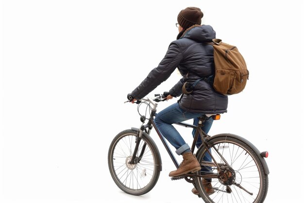 Un cycliste à vélo isolé sur un fond transparent