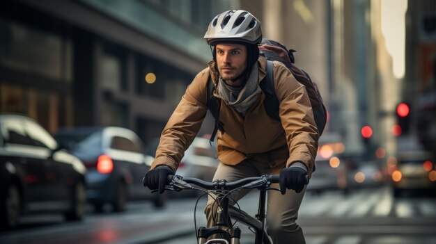 Un cycliste sur un vélo en ville