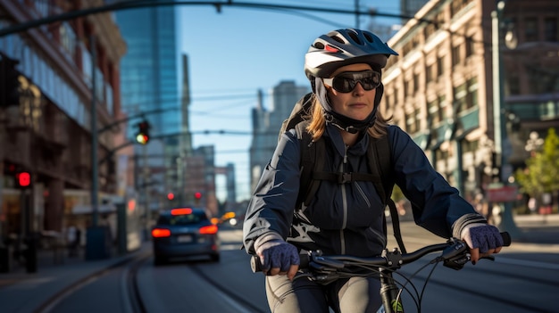 Photo un cycliste en ville