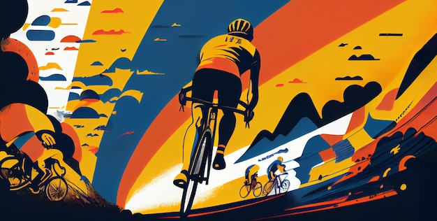 Cyclistes Peloton TdF France Abstract background with copy space Generative ai