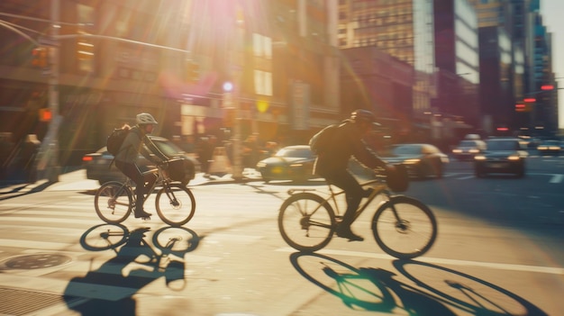 Les cyclistes urbains en mouvement capturent l'énergie dynamique de la vie urbaine