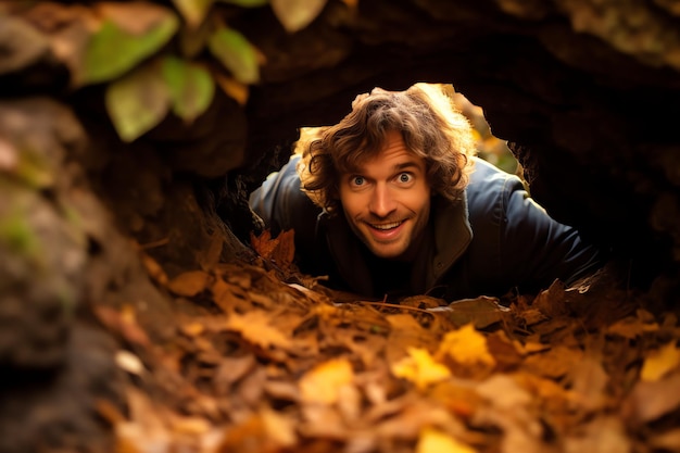 Cyclope scénariste dans une grotte d'automne