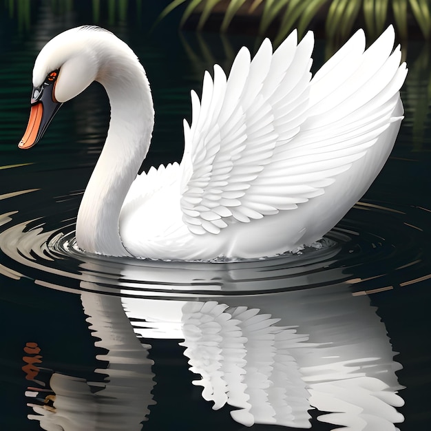 Cygne blanc sur l'eau