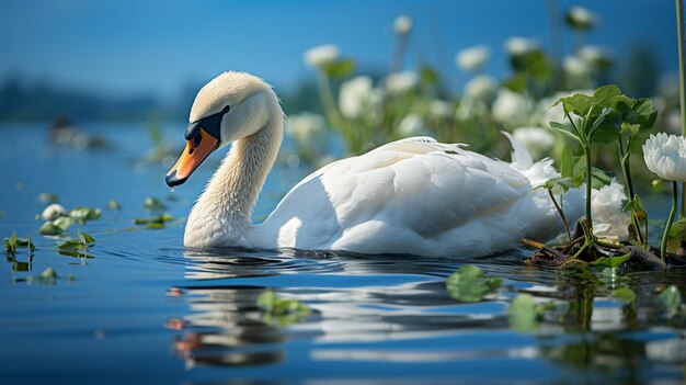 le cygne blanc sur le lac