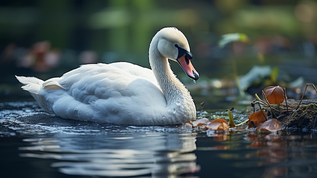 le cygne blanc sur le lac