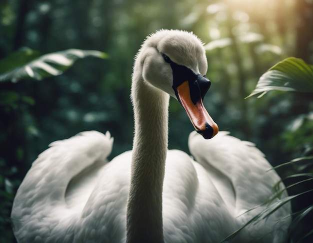 un cygne dans le lac