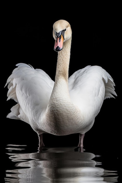 Cygne sur fond noir