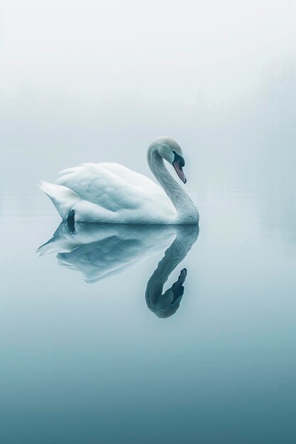 Photo un cygne serein réfléchissant sur des eaux calmes