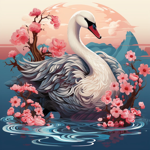 Cygne à thème japonais