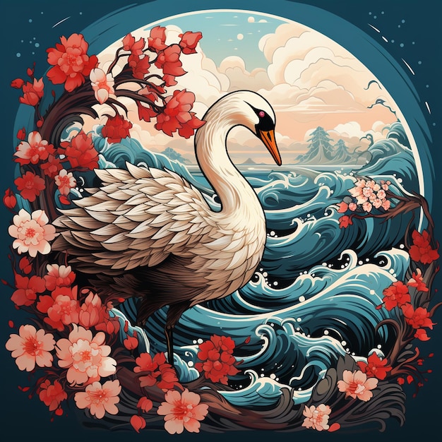 Cygne à thème japonais