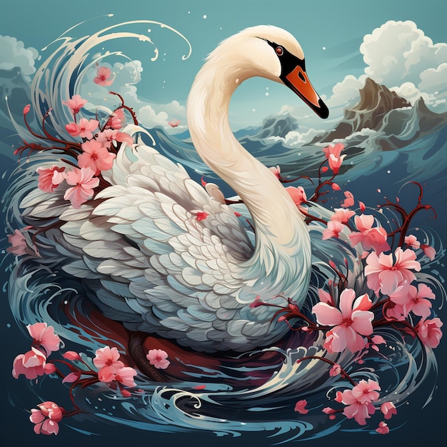 Cygne à thème japonais