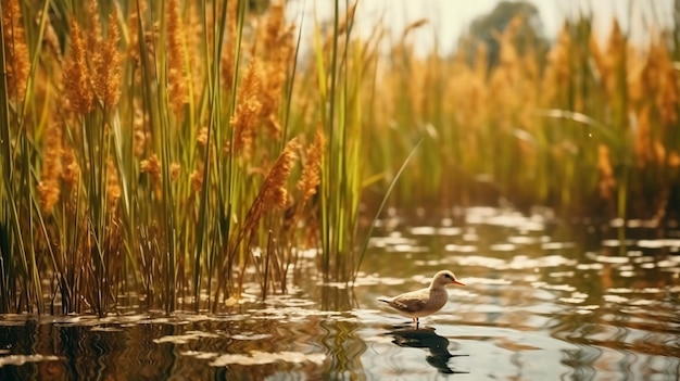 Des cygnes et des cygnes nagent dans un lac en été.