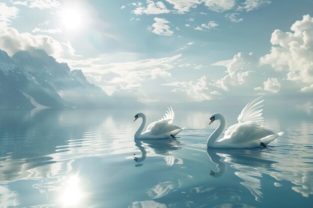 Des cygnes gracieux glissant sur un lac vitré