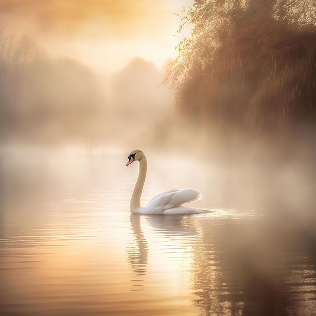 des cygnes nageant sur le lac