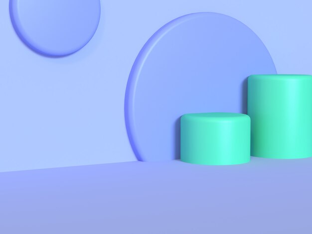 cylindre vert violet-bleu-violet scène mur minimal abstrait fond rendu 3d