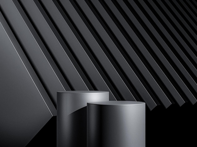 Cylindre vide noir podium piédestal produit présentoir fond rendu 3d