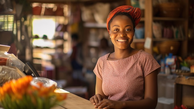 Photo da de la mujer emprendedora avec autonomisation, réussite commerciale et entrepreneuriat féminin