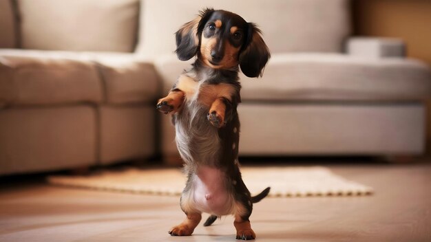 Dachshund d'un an debout