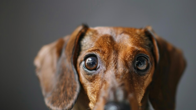 Photo le dachshund brun regarde la caméra