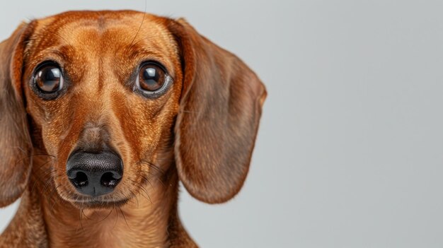 Photo le dachshund brun regarde la caméra