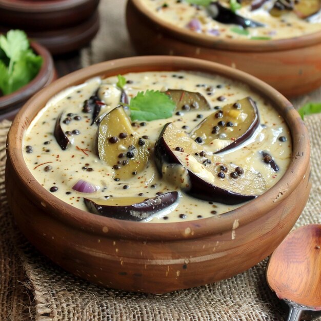 Photo dahi baingan yogourt à l'aubergine curry plat odia populaire de l'inde