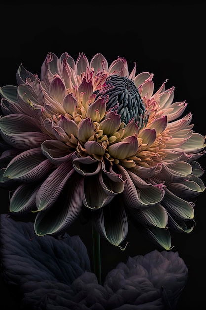 Dahlia Flowe avec fond sombre Dahlia Gros plan Generative AI