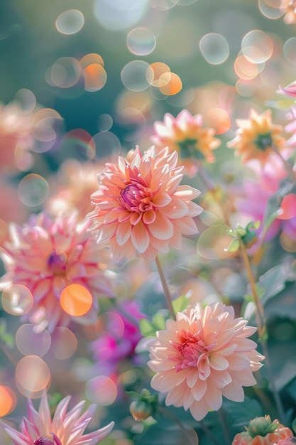 Des dahlias en fleurs dans le jardin