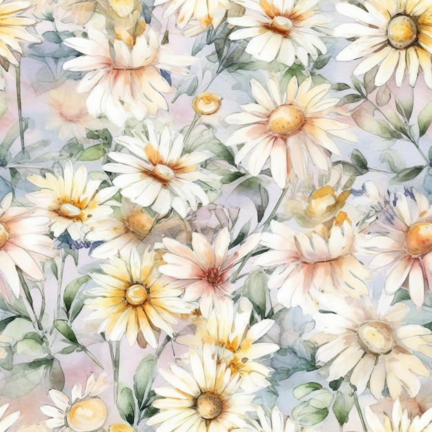 Daisy aquarelle modèle de conception de modèle sans soudure de fond