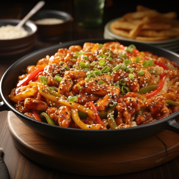 Dakgalbi Poulet frite épicé avec des légumes Plat épicé