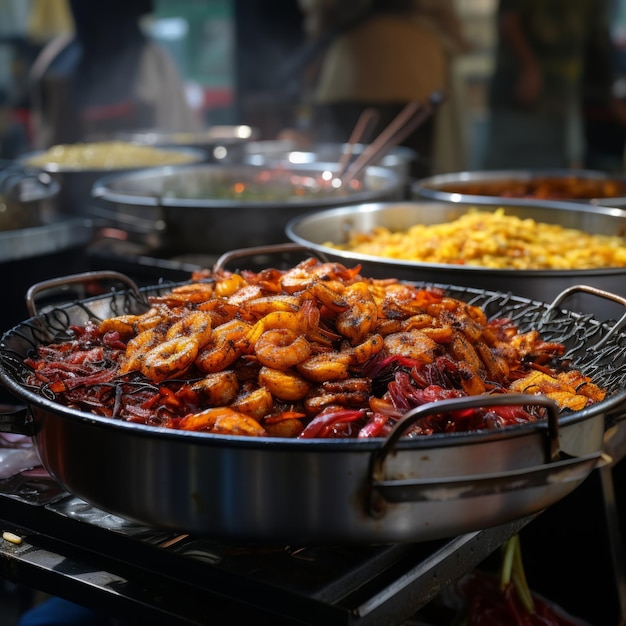 Photo dakgalbi poulet frite épicé avec des légumes