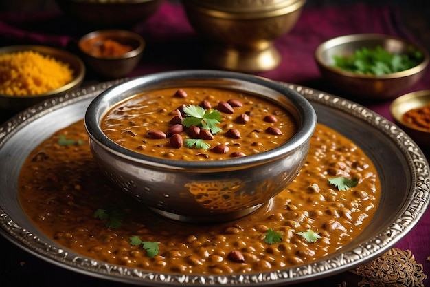 Photo dal makhani crémeux dans un bol traditionnel