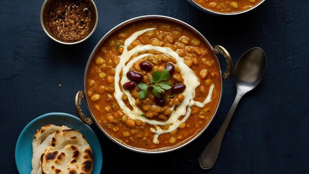 Photo dal makhani ou daal makhni est un aliment populaire du pendjab, en inde, préparé à l'aide de lentilles noires entières.