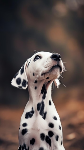 Le dalmatian regarde vers le ciel