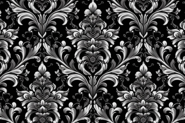 Damassé noire transparente motif fond IA générative