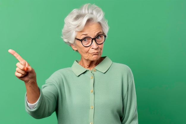 Une dame nous accuse avec son doigt pointé vers nous