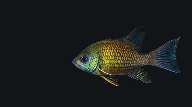 Photo damselfish dans le fond noir solide