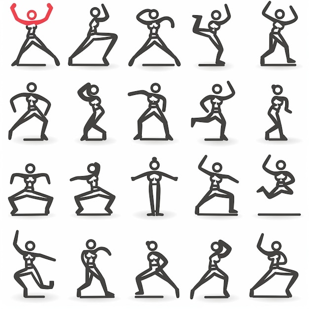 DanceFit Icons Graphics dynamiques pour les applications d'aérobic et de danse intéressantes