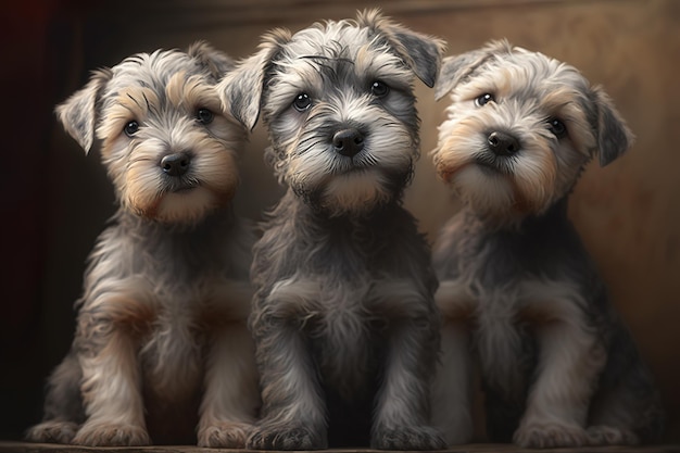 Dandie Dinmont Terrier chiots IA générative