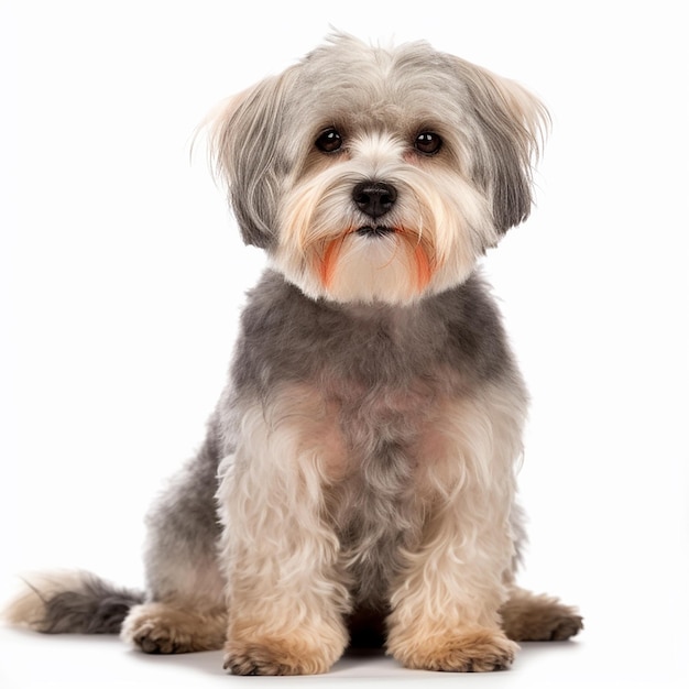 Dandie Dinmont Terrier Close up portrait isolé sur fond blanc mignon animal fidèle ami